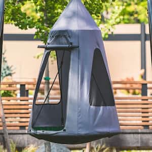 Hanging Tent for Round Platform Swing Set with Removeable Cover, Grey