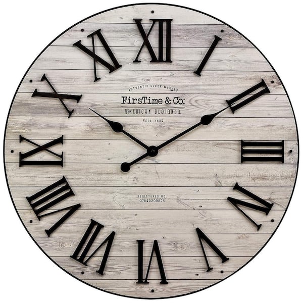 Eirmate FOX1 Brown Farmhouse Shiplap Clock, Modena Designed, 27 x 2 x 27 in. Analog