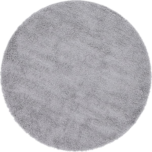 Unique Loom Davos Shag Sterling Gray 6 ft. x 6 ft. Round Area Rug