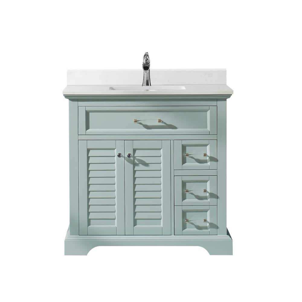 ROSWELL Lorna 36 in. Bath Vanity in Finnish Green with Composite Vanity