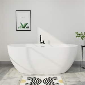 70 in. H Acrylic Flatbottom Non-Whirlpool Bathtub in White Freestanding Soaking Center Drain Tubs For Men/Women/Kids