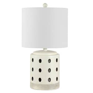 Lenis 22 in. Cream Table Lamp with White Shade