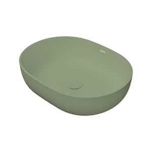 19 in. Avocado Lime Green EpiStone Solid Surface Bathroom Vessel Sink