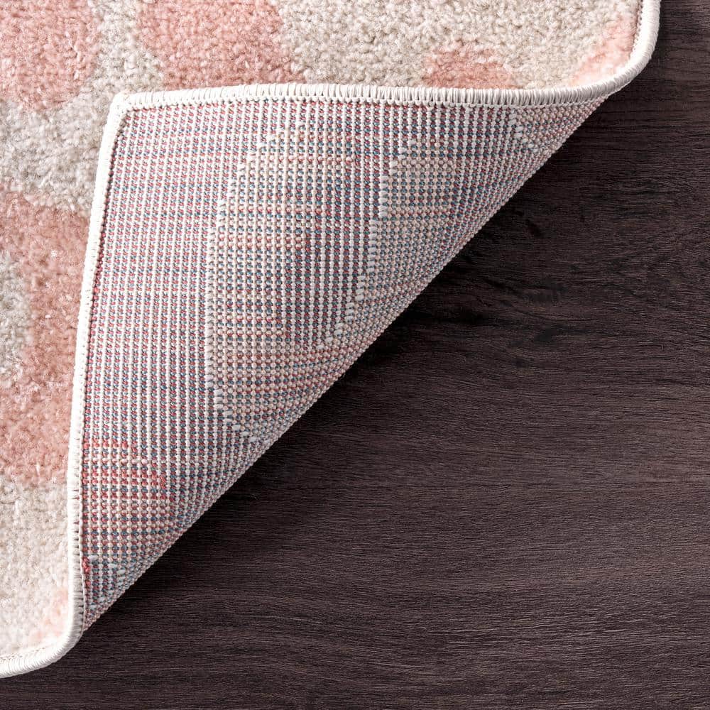 Reversible Baby Pink Leopard Print Synthetic Rug, 4' x 6'