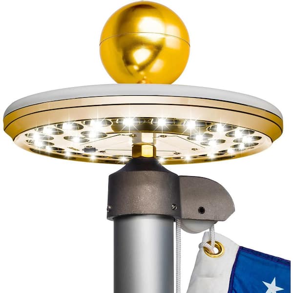 ITOPFOX 1300 Lumens 26 LED Solar Powered Flag Pole Light Light Up Outdoor from Dusk to Dawn for 12+ Hours in Gold Flag Light