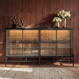 JAYDEN CREATION Kordt Black Modern 63 in. W 4-Door Wood Sideboard
