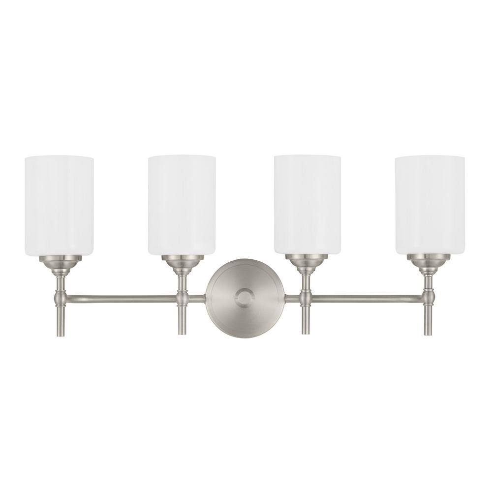 Ayelen 4-Light Brushed Nickel Modern Bathroom Vanity Light with Opal White 
