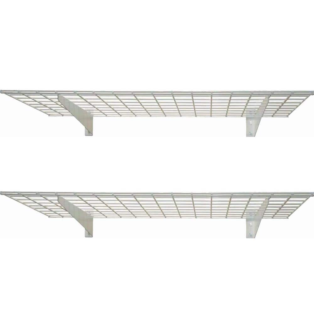 HyLoft Black Steel 48" Wall Mounted Garage Storage Shelves, Set of 2