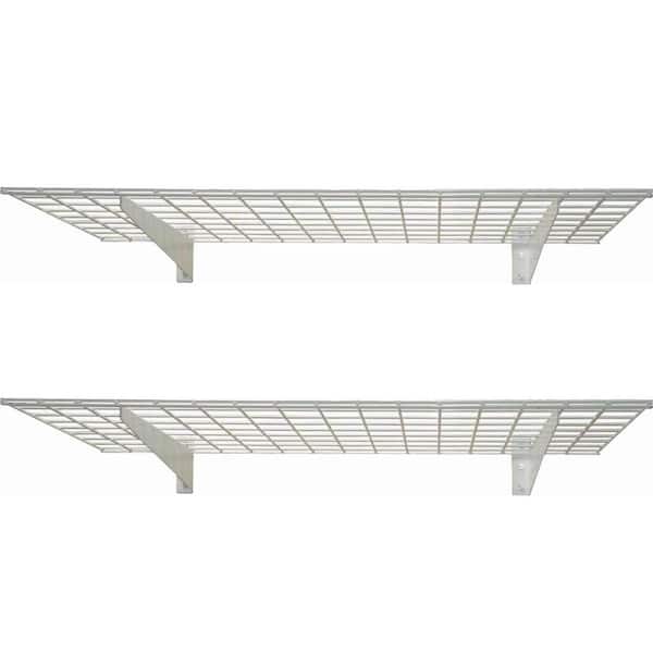 Hyloft 2 Shelf 45 In W Wire Garage Wall Storage System White 00967 The Home Depot - Wall Mounted Shelf Home Depot