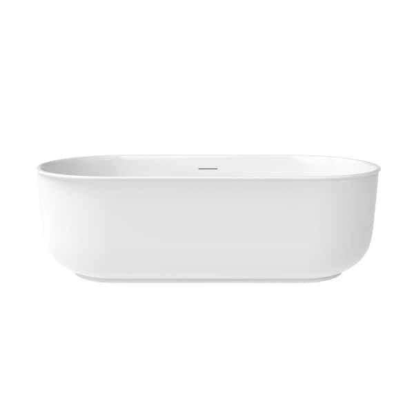 67 in. x 31.5 in. Acrylic Freestanding Flatbottom Double Ended Soaking Bathtub in White