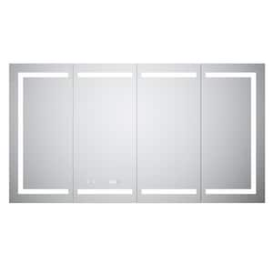 Moray 72 in. W x 36 in. H Rectangular Aluminum Surface Mount Medicine Cabinet with Mirror and LED Light in Gray