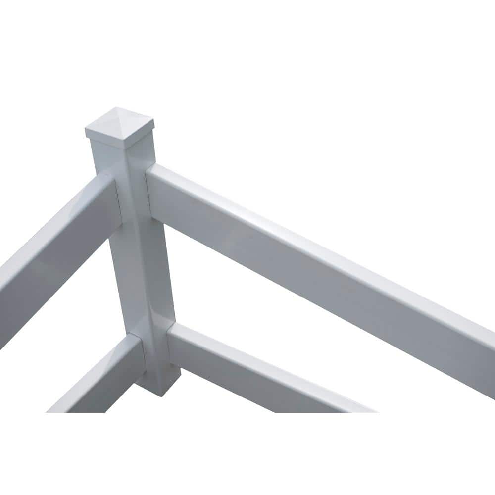 Vita 3 ft x 5 ft White Vinyl Split Rail Corner Fence