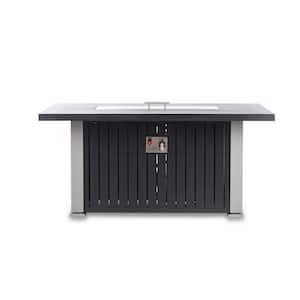 KIOI 52 in. x 35 in. Aluminum Rectangle Propane Gray Fire Pit Table with Cover