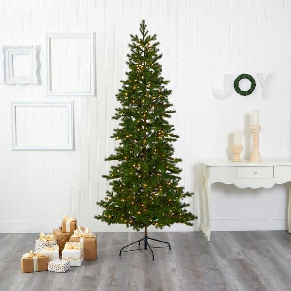 Nearly Natural 7 5 Ft Pre Lit Big Sky Spruce Artificial Christmas Tree With 300 Clear Warm Multifunction Led Lights T1470 The Home Depot