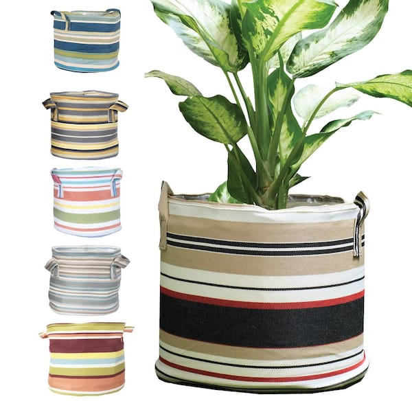 MPG Boho 12 in. Dia Black Multi-Color Fabric Planter with Liner