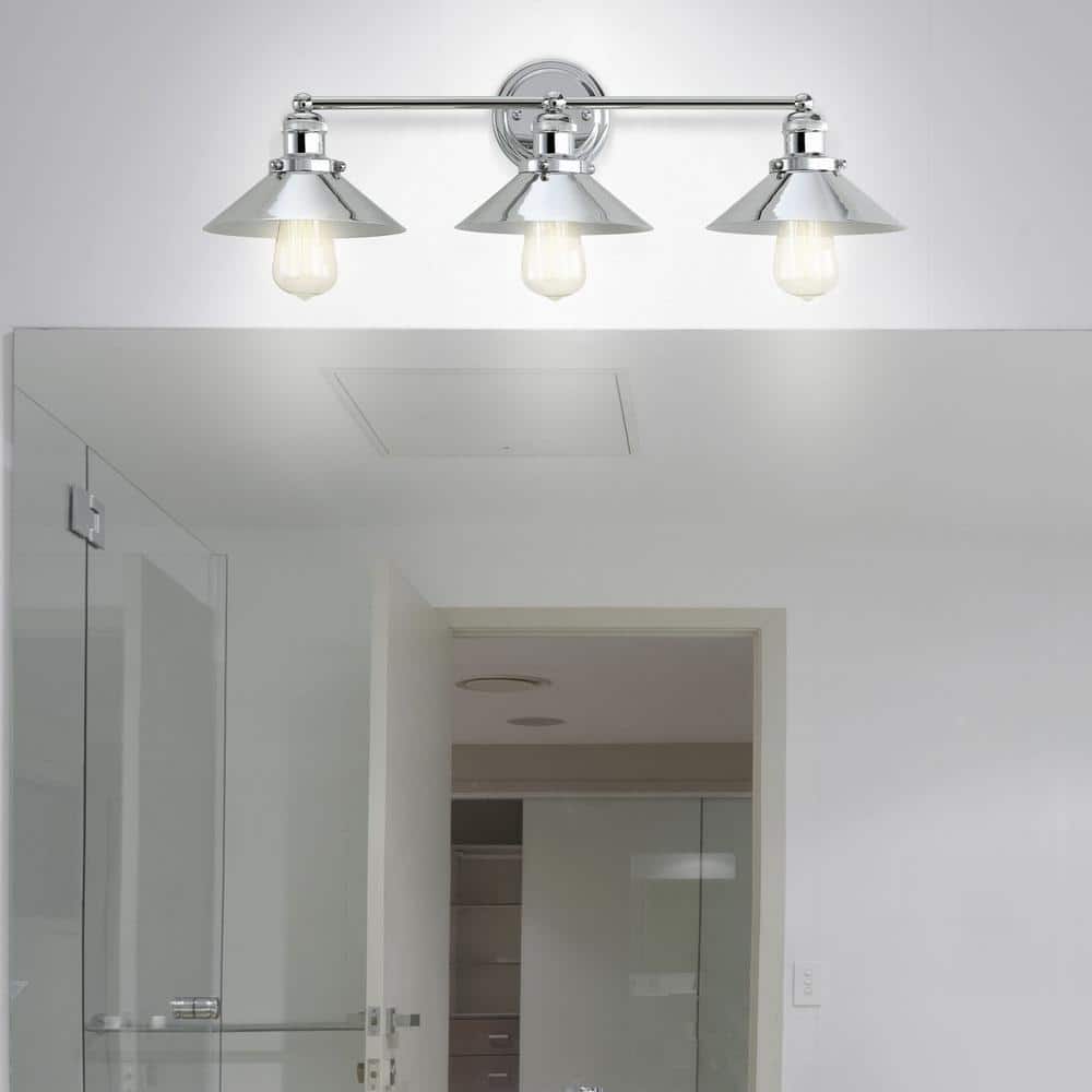 July 26.5" Chrome 3-Light Metal Vanity Light