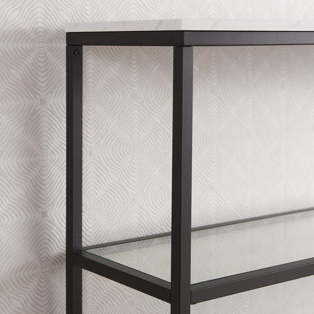 Errol 55" Blackened Bronze Console Table with Faux Marble Top