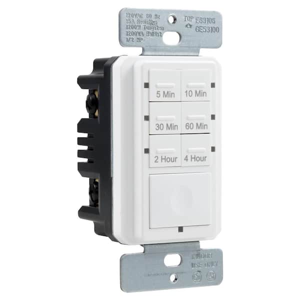 Defiant 15 Amp 4-Hour In-Wall Push Button Timer Switch with Screw Terminals, White 30469 - The Depot