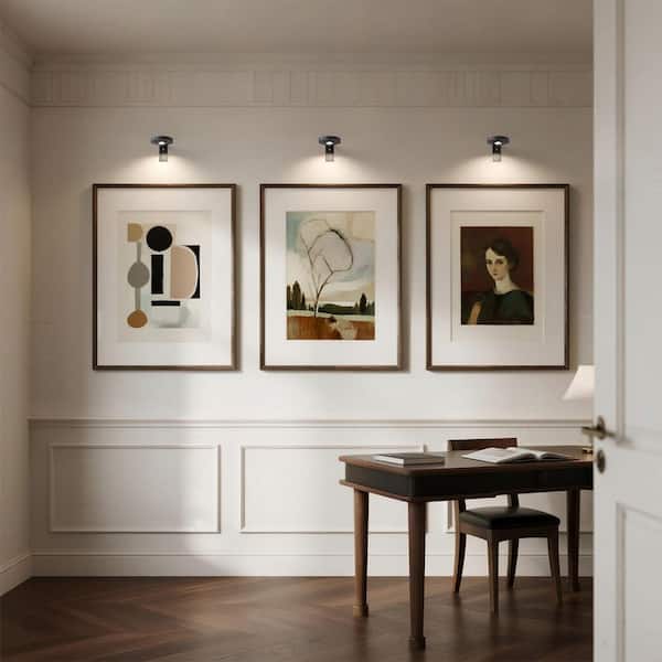 3 Pack Black Round LED Picture Lights,Dimmable with Remote & Timer, 3 Color Temperature for Paintings, Portraits, Frames
