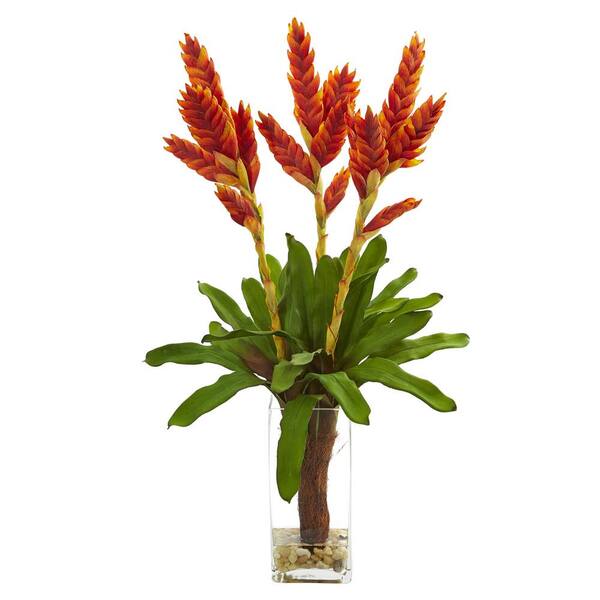 Nearly Natural Bromeliad Arrangement in Vase 
