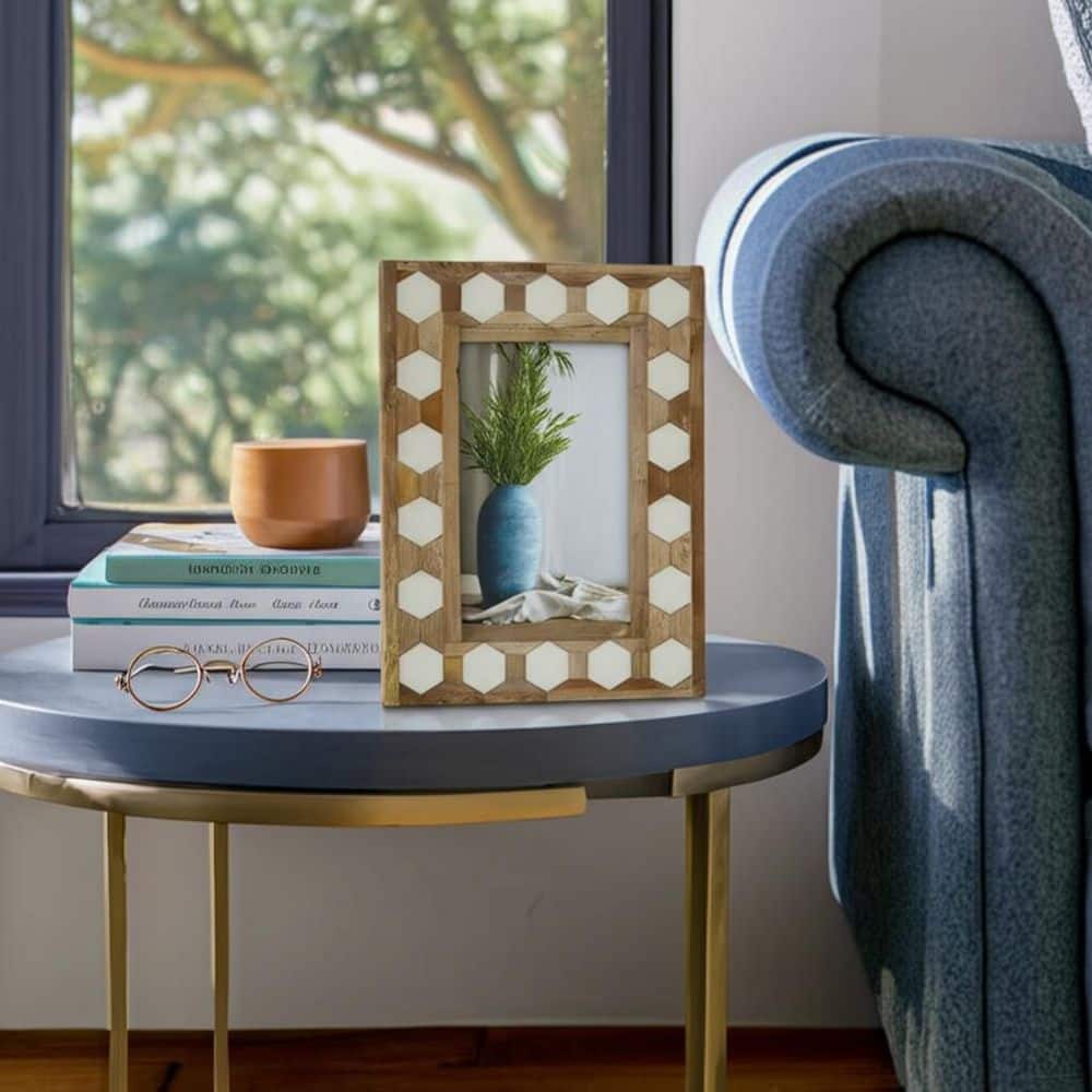 Liv & Skye 4 in. x 6 in. White Wooden Hexagon Picture Frame with