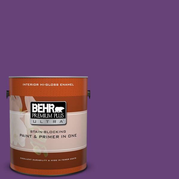 BEHR Premium Plus Ultra 1 gal. #660B-7 Exotic Purple Hi-Gloss Enamel Interior Paint and Primer in One