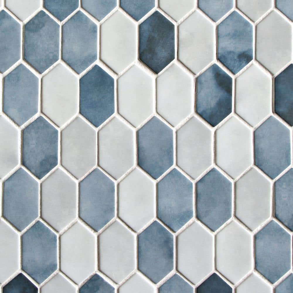 10.75" x 10.12" Hexagonal Recycled Glass Wall & Floor Tile
