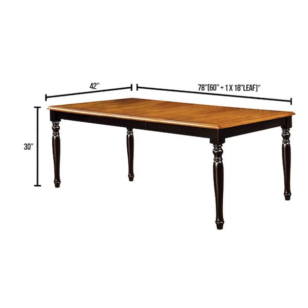 William's Home Furnishing Mayville Black and Antique Oak Cottage Style Dining Table
