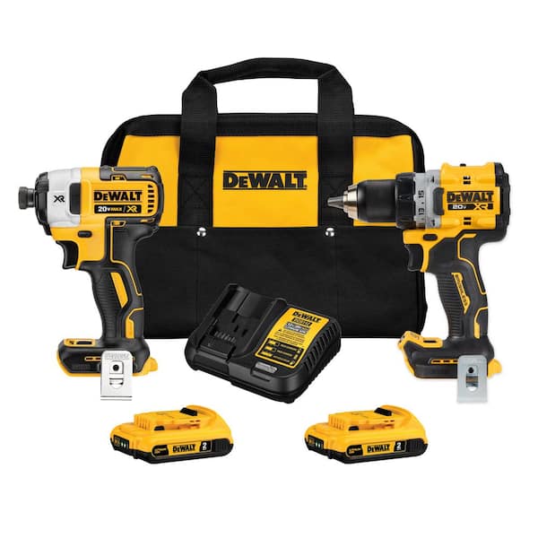 DEWALT 20V Lithium-Ion Cordless Brushless Drill Driver/Impact Driver 2 Tool Combo Kit with (2) 2.0Ah Batteries and Charger