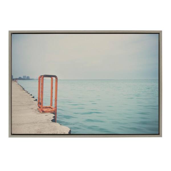 Kate and Laurel Sylvie The Orange Steps by Laura Evans Framed Canvas Nature Art Print 33 in. x 23 in.