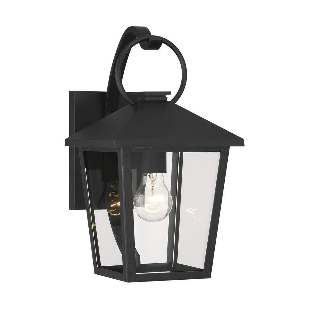 Parkside 14.75 in. Sand Coal Black Outdoor Hardwired Lantern Wall Sconce with Clear Glass Shades, No Bulbs Included price history on PriceWatchPro