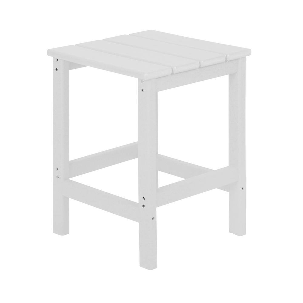 Laguna White HDPE Outdoor Rocking Adirondack Chairs with Side Table Set
