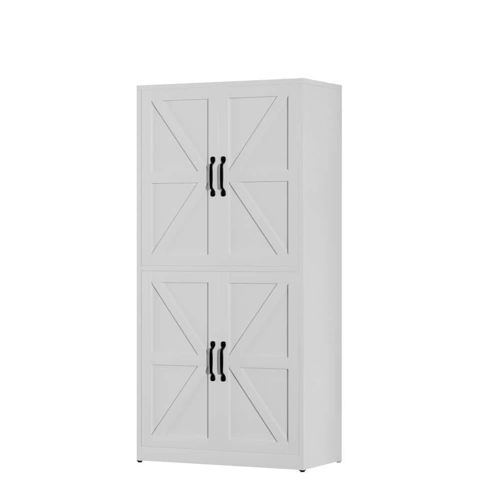 White Steel Kitchen Pantry Cabinet with Adjustable Shelves, Heavy-Duty Country Storage for Home price history on PriceWatchPro