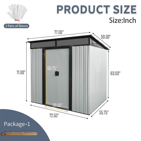 6 ft. W x 5 ft. D Iron Shed with Double Door (30 sq. ft. )