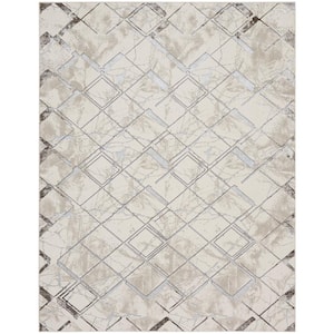 Glam Ivory/Grey 8 ft. x 10 ft. Abstract Contemporary Area Rug