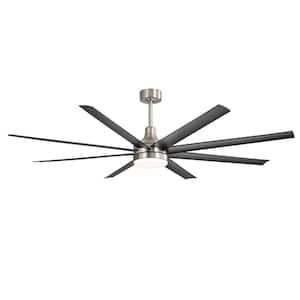 Archer 6 ft. Indoor Black-Blade Satin Nickel 120-Volt Industrial Ceiling Fan with Integrated LED and Remote Control