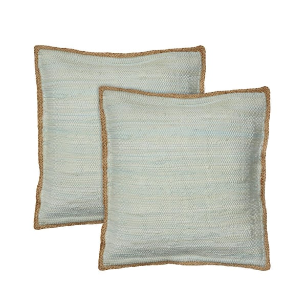 Unbranded Raeleigh Pastel Blue Solid Cotton Blend 20 in. x 20 in. Indoor Throw Pillow (Set of 2)