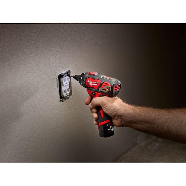 Milwaukee - M12 12V Lithium-Ion Cordless 1/4 in. Hex Screwdriver Kit with Two 1.5Ah Batteries, Charger and Tool Bag