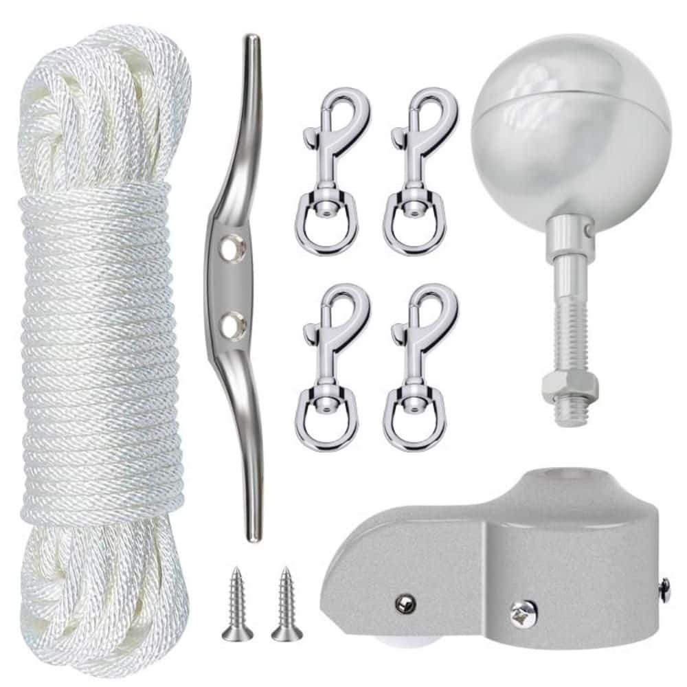 Flagpole Hardware Repair Parts Kit for 1.6 in. to 2 in. Flag Poles, Halyard Rope, Silver Ball, Zinc Alloy Cleat, etc price history on PriceWatchPro