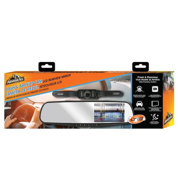 Armor All 720P HD Rearview Mirror Dash and Backup Camera, 16 GB