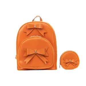 ARCHES 11.5 in. Orange Top Grain Cowhide Leather Bow Backpack