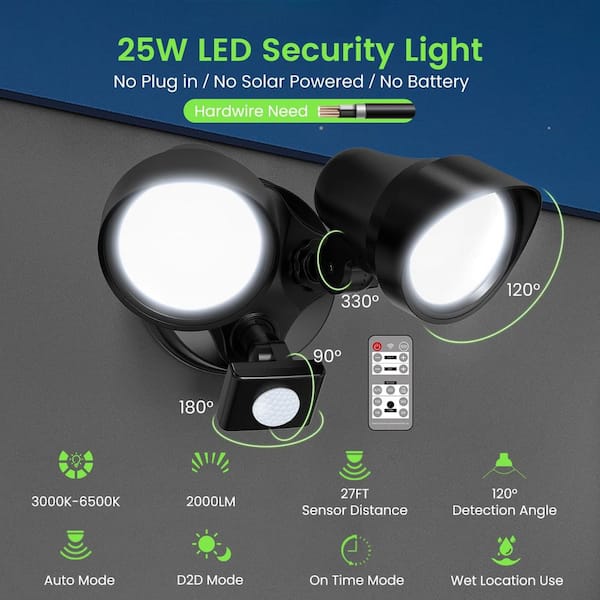 50W Equivalent Standard 2000 Lumen Black Aluminum Integrated LED