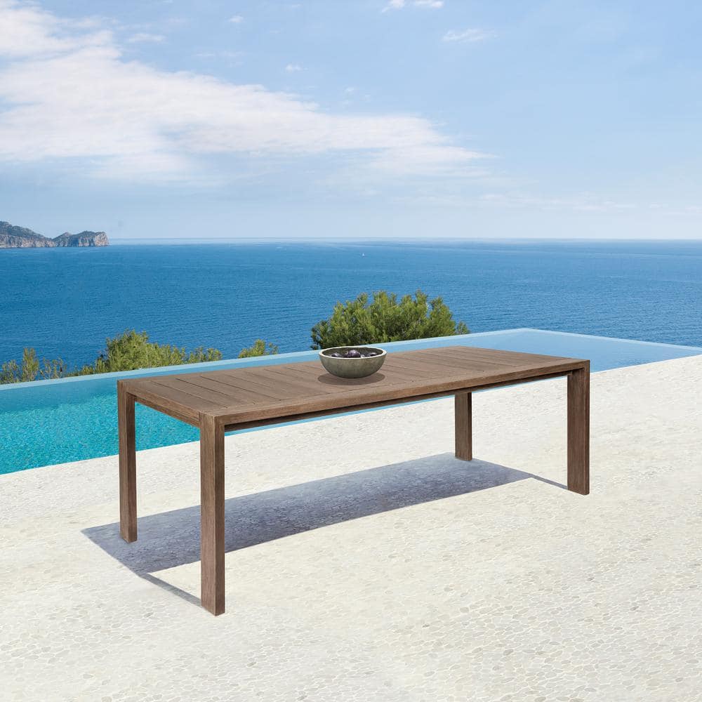 Relic Light Brown Rectangle Eucalyptus Wood Outdoor Dining Table