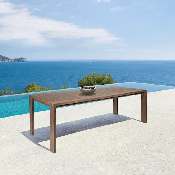 Armen Living Relic Light Brown Rectangle Eucalyptus Wood Outdoor Dining Table