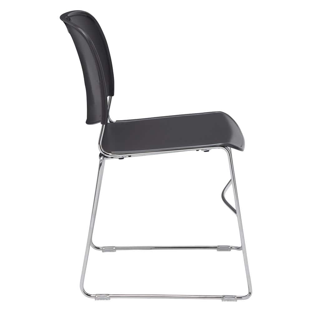 Gunmetal Ultra-Compact Stackable Chair with Chrome Frame - Set of 4