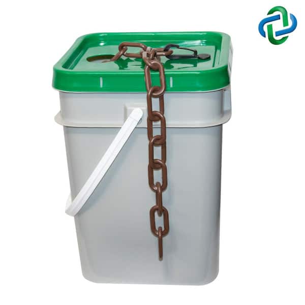 Mr. Chain 1.5 in. (#6,38 mm) x 300 ft. Brown Plastic Barrier Chain in a Pail
