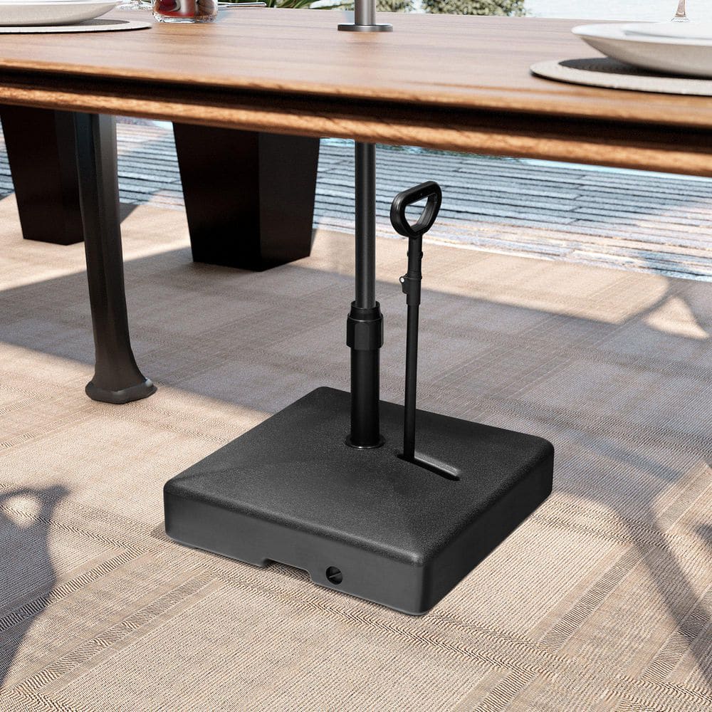 dwth37ub 86 lbs brown patio umbrella base with hidden wheels Walsunny 15 ft Extra Large Base, Grey / 9ft x 15ft Spacious Shade for All DC America, Round Cast Stone