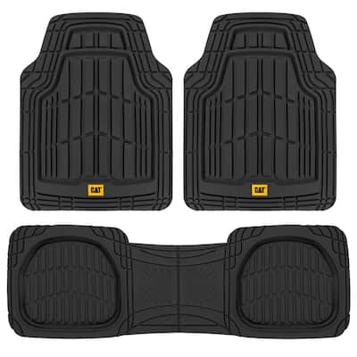 FlexTough 3-Pieces 26 in. x 20 in. Black Deep Dish Trimmable Car Floor Mats
