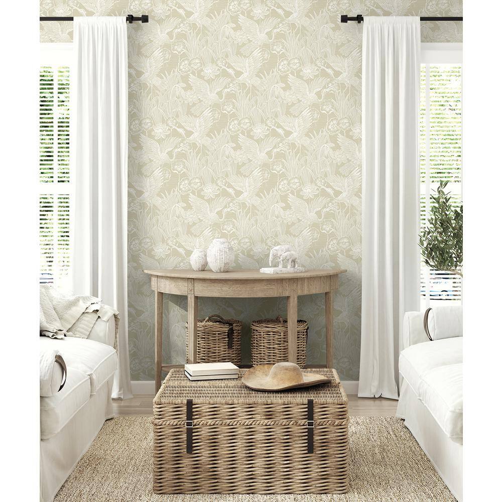 Sand Floral Heron Self-Adhesive Vinyl Wallpaper