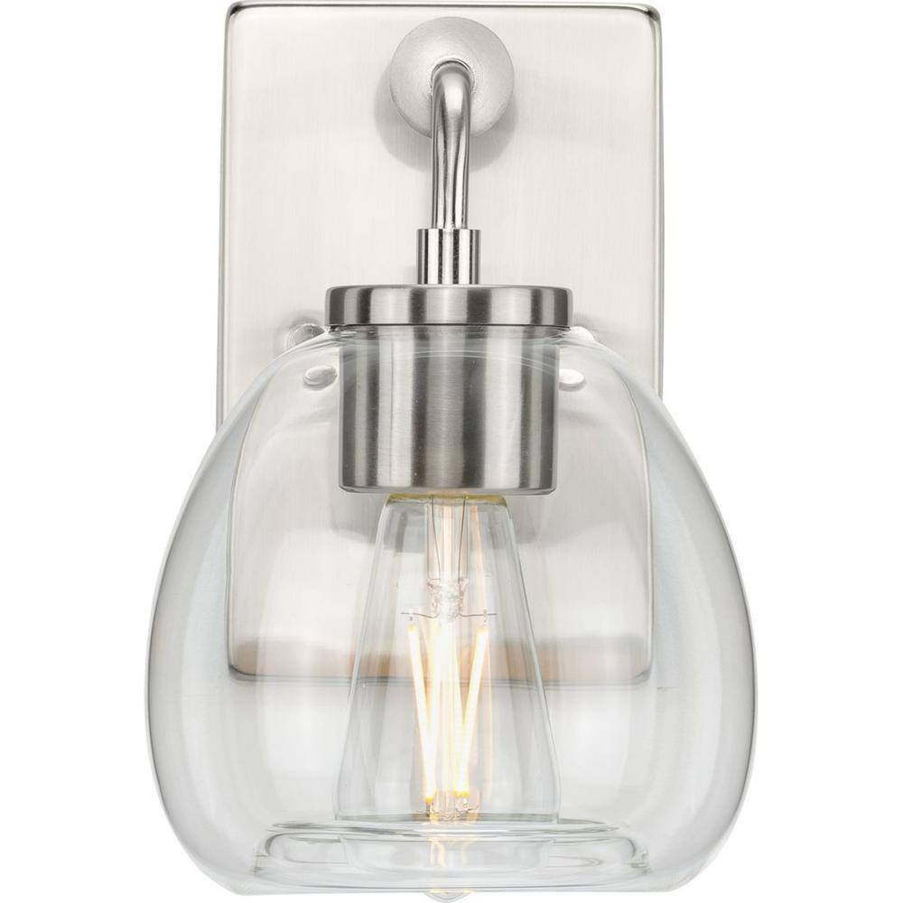 Brushed Nickel 6" Dimmable Vanity Light with Clear Glass Shade